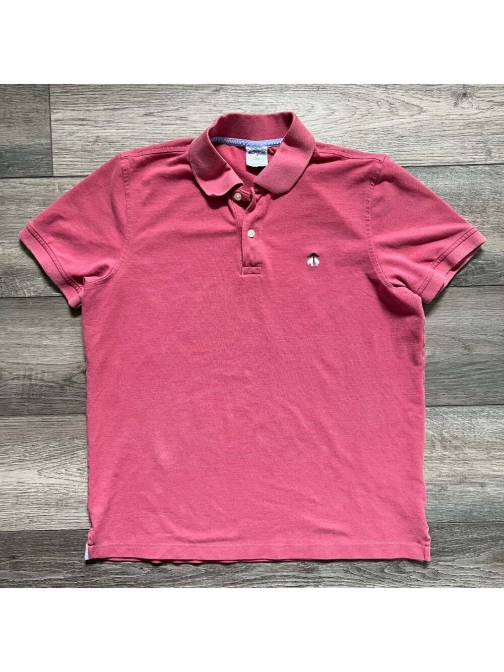 Brooks Brothers Men's M 1818 Slim Fit Polo Pink Cotton Short Sleeve